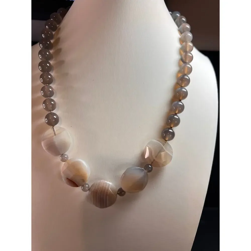 NEW Botswana agate necklace with sterling silver clasp